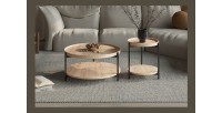 Table basse NORWYN – Coloris chêne vieilli – Table basse ronde Ø45 cm – MDF – Design compact et original 