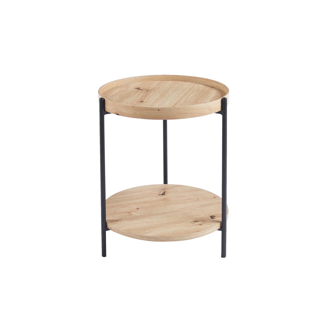 Table basse NORWYN – Coloris chêne vieilli – Table basse ronde Ø45 cm – MDF – Design compact et original
