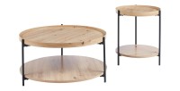 Table basse NORWYN – Coloris chêne vieilli – Table basse ronde Ø45 cm – MDF – Design compact et original 