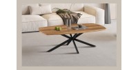 Table basse TUNIS – Coloris bois de manguier – Table basse rectangulaire 130x70 cm – MDF & métal – Design original 
