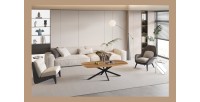 Table basse TUNIS – Coloris bois de manguier – Table basse rectangulaire 130x70 cm – MDF & métal – Design original 