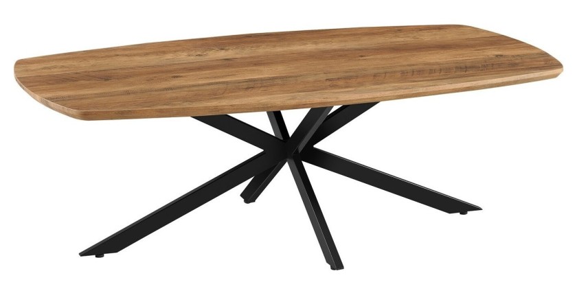 Table basse TUNIS – Coloris bois de manguier – Table basse rectangulaire 130x70 cm – MDF & métal – Design original 