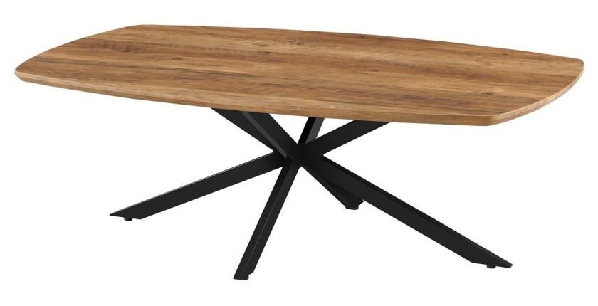 Table basse TUNIS – Coloris bois de manguier – Table basse rectangulaire 130x70 cm – MDF & métal – Design original 