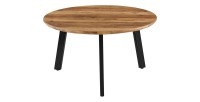 Set de 2 tables basses TUNIS – Coloris bois de manguier – MDF & métal – Style industriel et harmonieux 