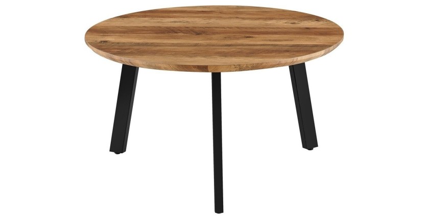 Set de 2 tables basses TUNIS – Coloris bois de manguier – MDF & métal – Style industriel et harmonieux 