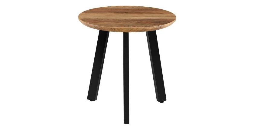 Set de 2 tables basses TUNIS – Coloris bois de manguier – MDF & métal – Style industriel et harmonieux 