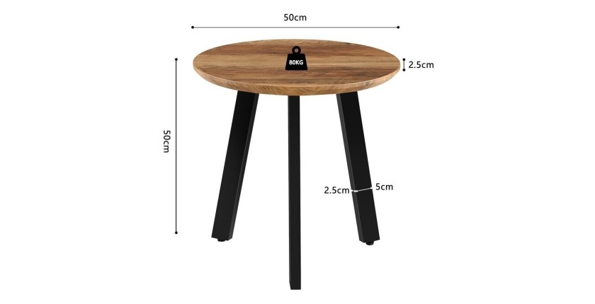 Set de 2 tables basses TUNIS – Coloris bois de manguier – MDF & métal – Style industriel et harmonieux 