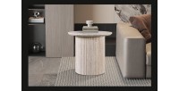 Table basse VAGOS – Coloris chêne clair – Table basse ronde Ø50 cm – MDF – Design moderne et naturel 