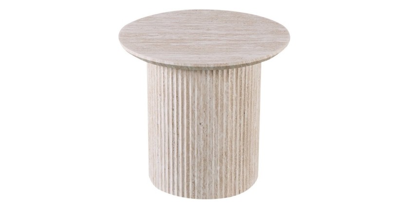 Table basse VAGOS – Coloris chêne clair – Table basse ronde Ø50 cm – MDF – Design moderne et naturel 