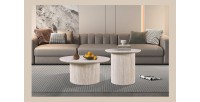 Table basse VAGOS – Coloris chêne clair – Table basse ronde Ø80 cm – MDF – Design naturel et moderne 