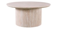 Table basse VAGOS – Coloris chêne clair – Table basse ronde Ø80 cm – MDF – Design naturel et moderne