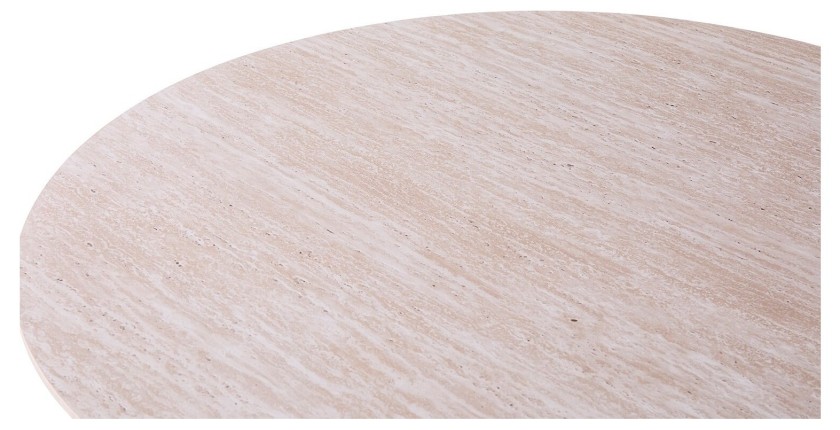 Table basse VAGOS – Coloris chêne clair – Table basse ronde Ø80 cm – MDF – Design naturel et moderne 