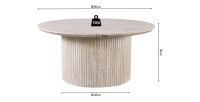 Table basse VAGOS – Coloris chêne clair – Table basse ronde Ø80 cm – MDF – Design naturel et moderne 