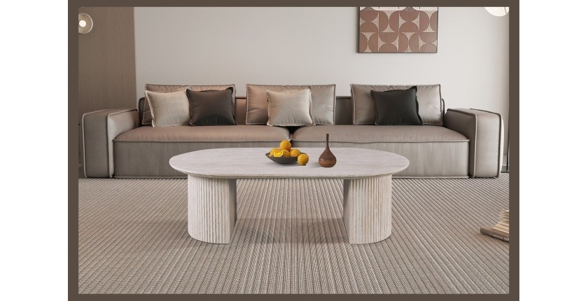 Table basse VAGOS – Coloris chêne clair – Table basse rectangulaire 120x70 cm – MDF – Design naturel et moderne 