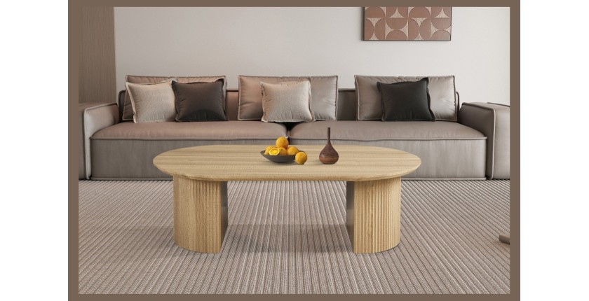 Table basse VAGOS – Coloris chêne naturel – Table basse rectangulaire 120x70 cm – MDF – Design moderne et chaleureux 