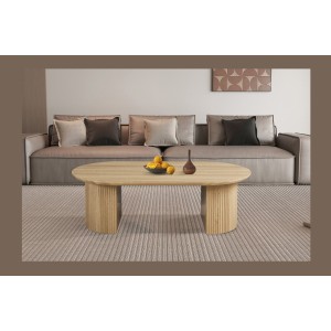 Table basse VAGOS – Coloris chêne naturel – Table basse rectangulaire 120x70 cm – MDF – Design moderne et chaleureux 
