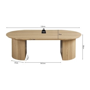Table basse VAGOS – Coloris chêne naturel – Table basse rectangulaire 120x70 cm – MDF – Design moderne et chaleureux 