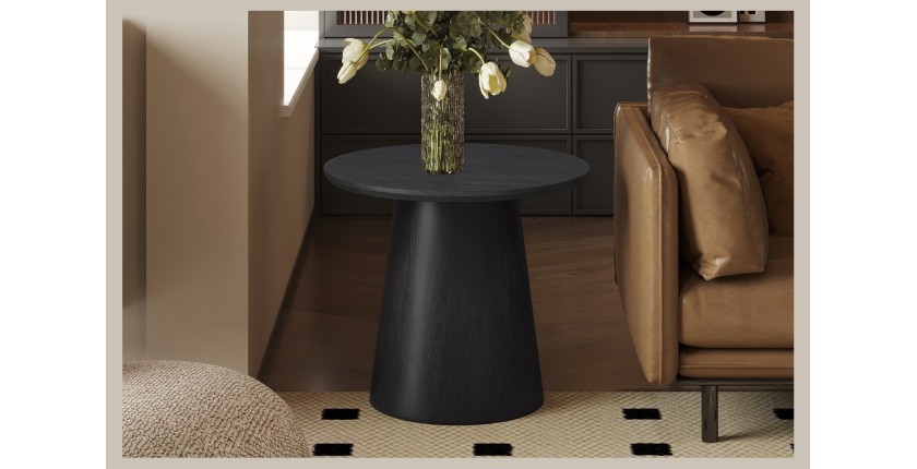 Table basse BOKOR – Coloris brun foncé – Table basse carrée 60x60 cm – MDF – Design moderne et compact 