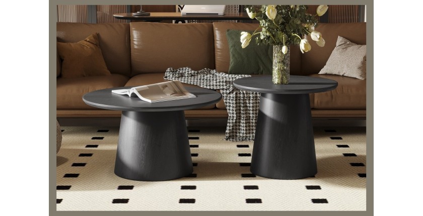 Table basse BOKOR – Coloris brun foncé – Table basse carrée 60x60 cm – MDF – Design moderne et compact 