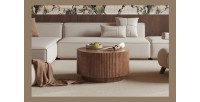 Table basse TALVORA – Bois de manguier massif – Table basse ronde Ø70 cm – Design naturel et authentique 