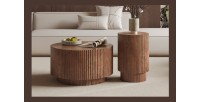 Table basse TALVORA – Bois de manguier massif – Table basse ronde Ø70 cm – Design naturel et authentique 