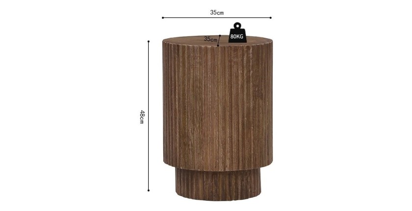 Table basse TALVORA – Bois de manguier massif – Table basse ronde Ø35 cm – Design artisanal et compact 