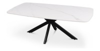 Table basse ARVENA – Table basse rectangulaire 130x70 cm – Pierre blanche & métal – Design moderne haut de gamme 