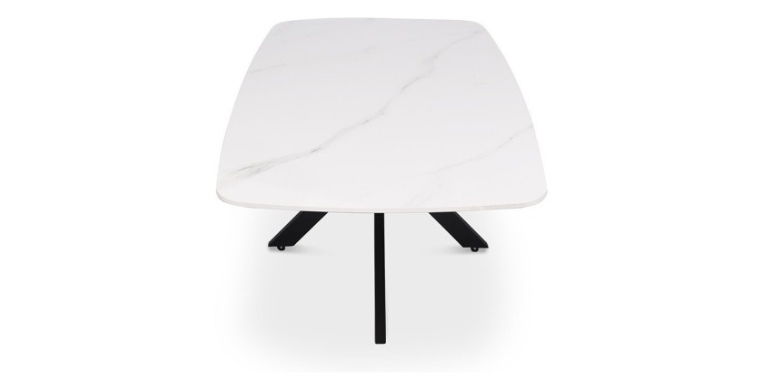 Table basse ARVENA – Table basse rectangulaire 130x70 cm – Pierre blanche & métal – Design moderne haut de gamme 