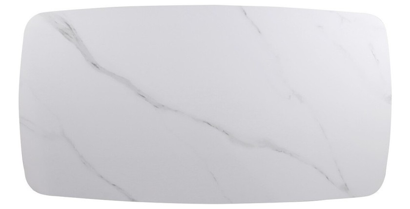 Table basse ARVENA – Table basse rectangulaire 130x70 cm – Pierre blanche & métal – Design moderne haut de gamme 
