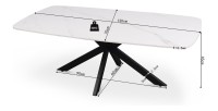 Table basse ARVENA – Table basse rectangulaire 130x70 cm – Pierre blanche & métal – Design moderne haut de gamme 