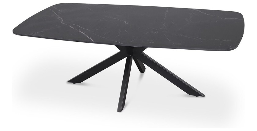 Table basse ARVENA – Table basse rectangulaire 130x70 cm – Pierre noire & métal – Design élégant et contemporain 