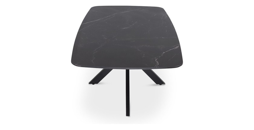 Table basse ARVENA – Table basse rectangulaire 130x70 cm – Pierre noire & métal – Design élégant et contemporain 