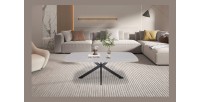 Table basse ARVENA – Table basse rectangulaire 130x70 cm – Pierre grise & métal – Design contemporain et raffiné 