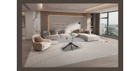 Table basse ARVENA – Table basse rectangulaire 130x70 cm – Pierre grise & métal – Design contemporain et raffiné 