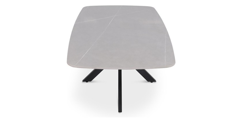 Table basse ARVENA – Table basse rectangulaire 130x70 cm – Pierre grise & métal – Design contemporain et raffiné 