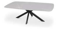 Table basse ARVENA – Table basse rectangulaire 130x70 cm – Pierre grise & métal – Design contemporain et raffiné 