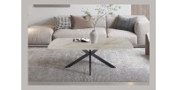 Table basse ARVENA – Table basse rectangulaire 130x70 cm – Marbre beige & métal – Design haut de gamme et raffiné 