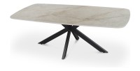 Table basse ARVENA – Table basse rectangulaire 130x70 cm – Marbre beige & métal – Design haut de gamme et raffiné 