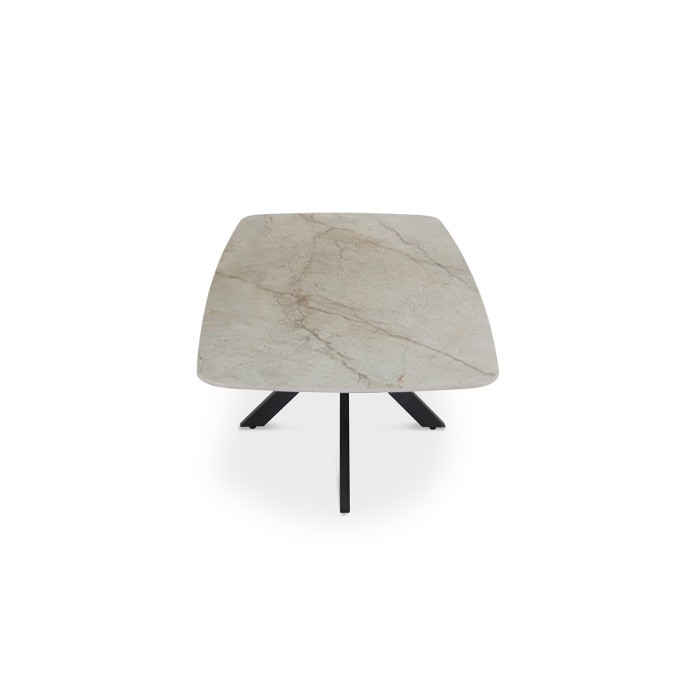 Table basse ARVENA – Table basse rectangulaire 130x70 cm – Marbre beige & métal – Design haut de gamme et raffiné 