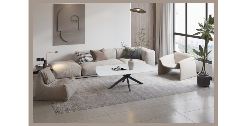 Tables basses ARVENA – Table basse rectangulaire 130x70 cm – 5 coloris pierre et marbre – Design contemporain 