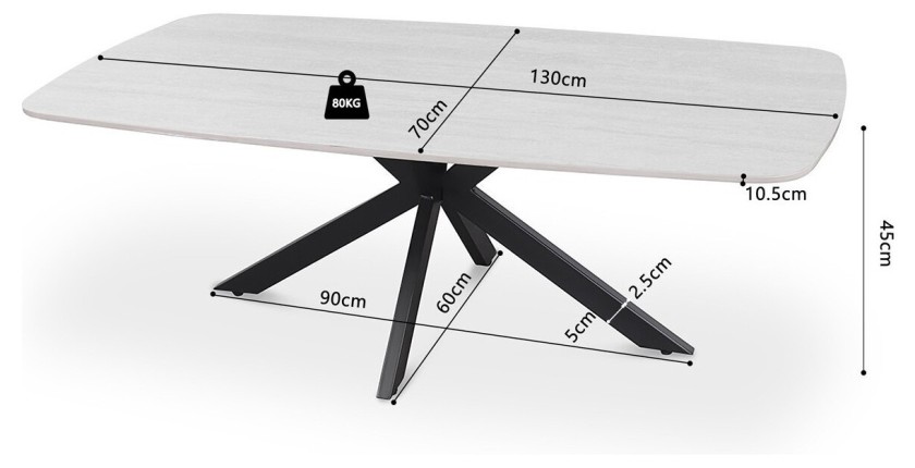 Tables basses ARVENA – Table basse rectangulaire 130x70 cm – 5 coloris pierre et marbre – Design contemporain 