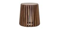 Table basse MAELORA – Table basse ronde Ø40 cm – Bois de manguier & travertin – Design naturel et compact