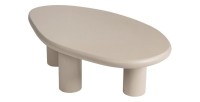 Table basse MAELORA – Table basse ronde Ø50 cm – Bois de manguier & travertin – Design naturel et élégant 