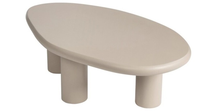 Table basse MAELORA – Table basse ronde Ø50 cm – Bois de manguier & travertin – Design naturel et élégant 
