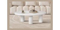 Table basse TARAVI – Table basse rectangulaire 120x70 cm – Finition ciment blanc – Design contemporain et épuré 