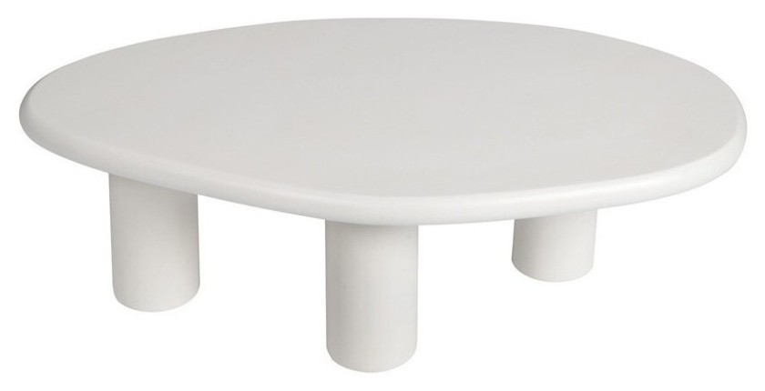 Table basse TARAVI – Table basse rectangulaire 120x70 cm – Finition ciment blanc – Design contemporain et épuré 