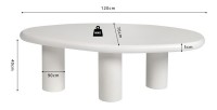Table basse TARAVI – Table basse rectangulaire 120x70 cm – Finition ciment blanc – Design contemporain et épuré 