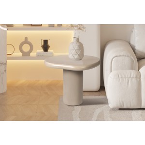 Table basse TARAVI – Table basse carrée 50x50 cm – Finition ciment beige – Design contemporain compact 
