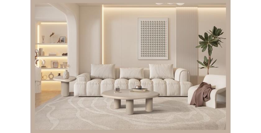 Table basse TARAVI – Table basse carrée 50x50 cm – Finition ciment beige – Design contemporain compact 