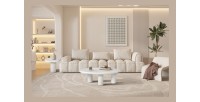 Table basse TARAVI – Table basse carrée 50x50 cm – Finition ciment blanc – Design moderne et épuré 